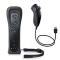 Wii left and right wireless gamepad controller set with rubber sleeve on right-hand unit, shown in multiple colour options.