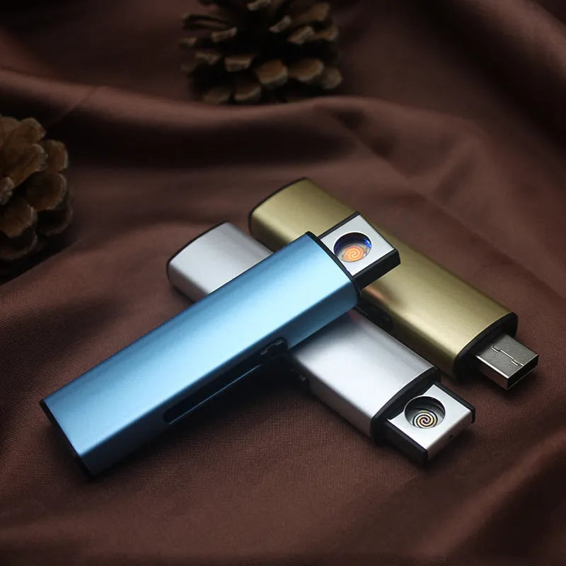 Rechargeable cigarette lighter with metal body and windproof function, 20-piece set, random colour