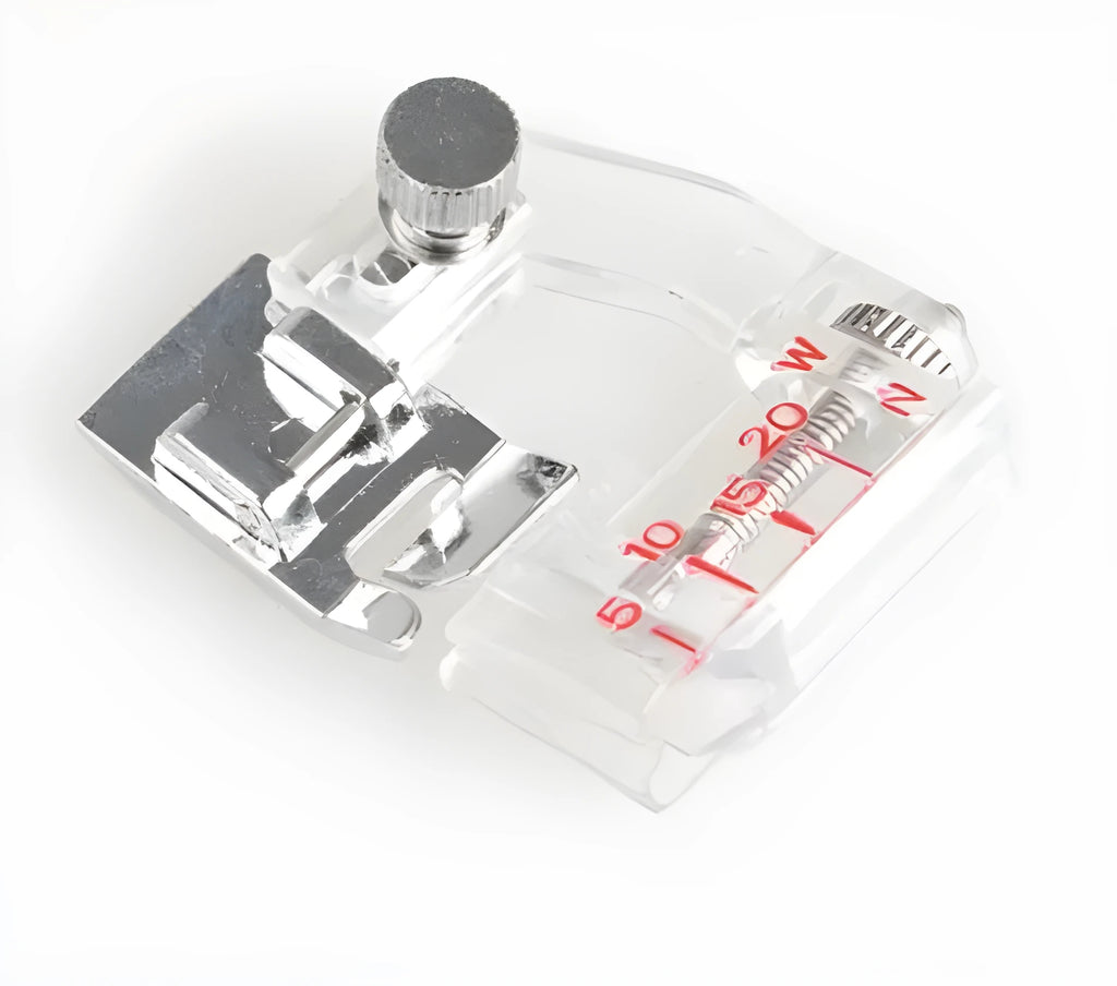 Adjustable snap-on bias binder presser foot for domestic sewing machine, plastic and alloy, 4.4x3.6cm