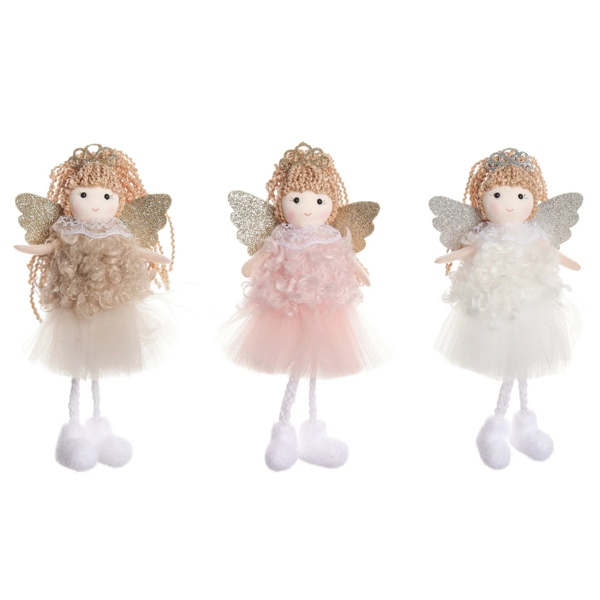 Christmas angel cloth pendant hair accessory in white, pink, and khaki colour options