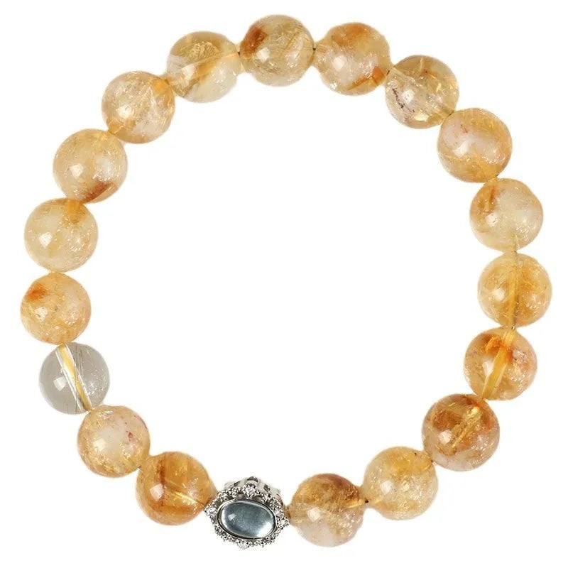 Citrine crystal geometric bracelet with 10mm size and grinding treatment in unisex style