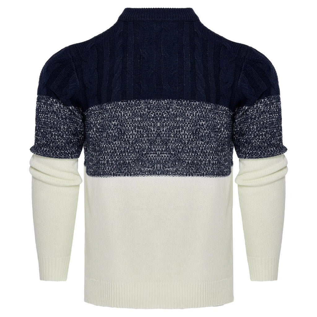 Men's soft cotton-blend knitted sweater with crew neck and long sleeves