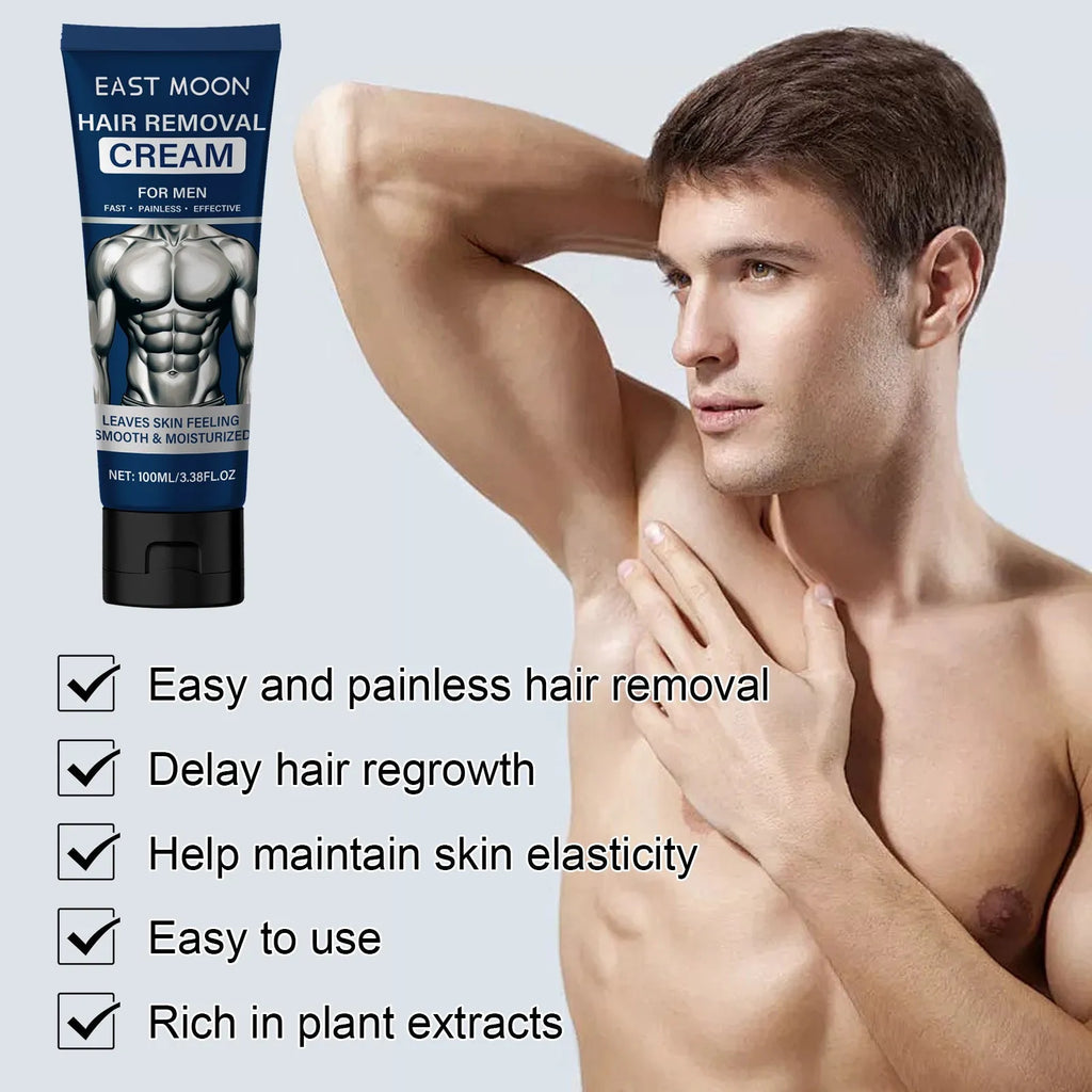 100ml tube of men's mild hair removal cream for beard, armpit, leg, and body hair.