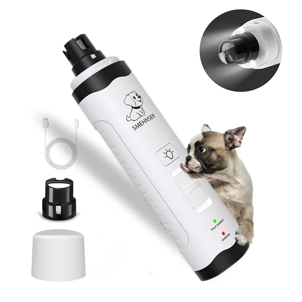 3-speed LED electric dog nail trimmer with automatic piercing and dust collection system