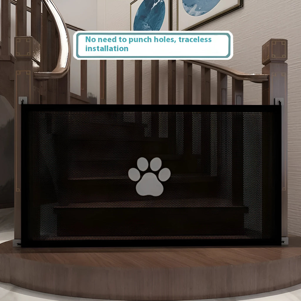 Portable folding dog barrier safety net fence with cloth material and plastic rod support