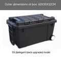 Large high-strength plastic storage box with trolley, 55L capacity, PP material, in upgraded sky blue