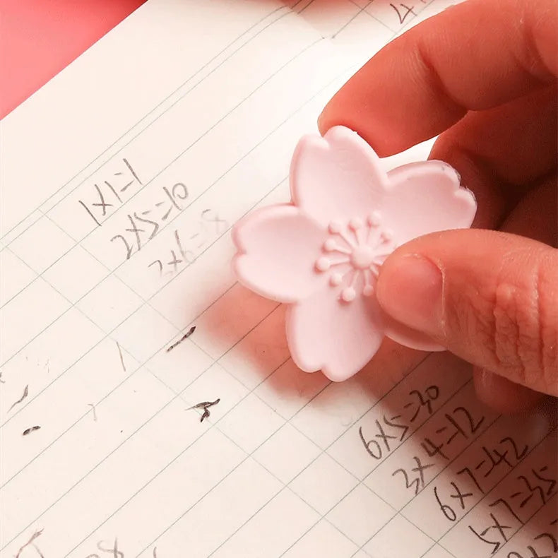 Student cherry blossom eraser in assorted colours, soft rubber, less dandruff, no debris