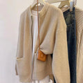 Soft wind glutinous sweater coat cardigan in viscose fibre available in beige, grey, black and khaki colours