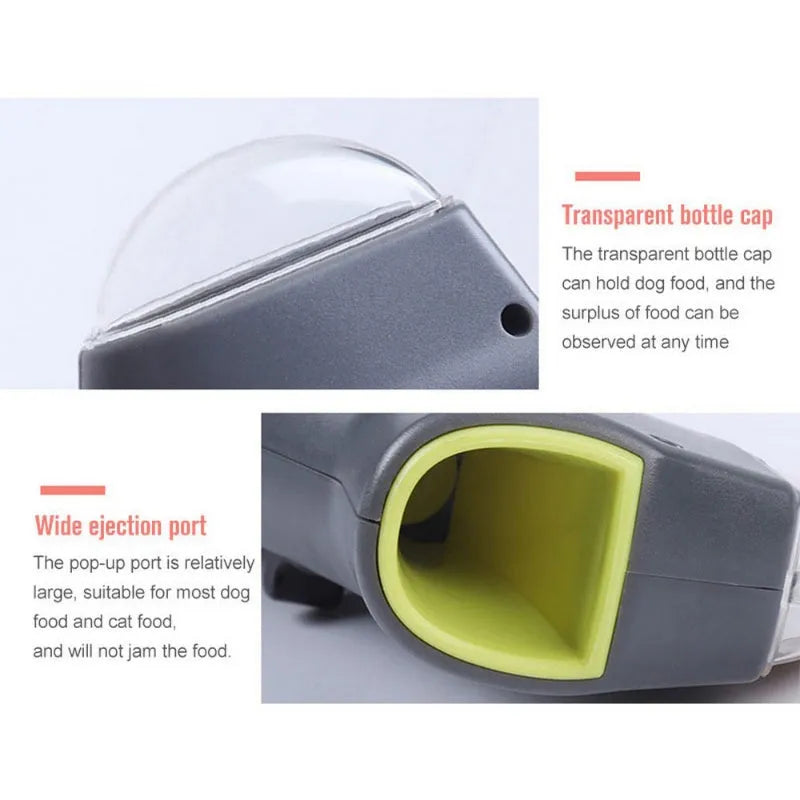 Grey pet snack catapult launcher for dog and cat training with 2-3 metre ejection distance
