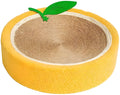 Yellow round sisal cat scratching board with integrated bed for small cat breeds