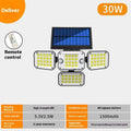 Solar body induction garden lamp with 5W power and 180° illumination angle mounted on a wall in a courtyard setting
