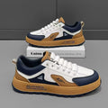 Men's white casual sport shoes with artificial PU upper and round toe design