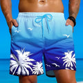 Men's ethnic style loose board swimming trunks in polyester fabric showing medium elastic fit