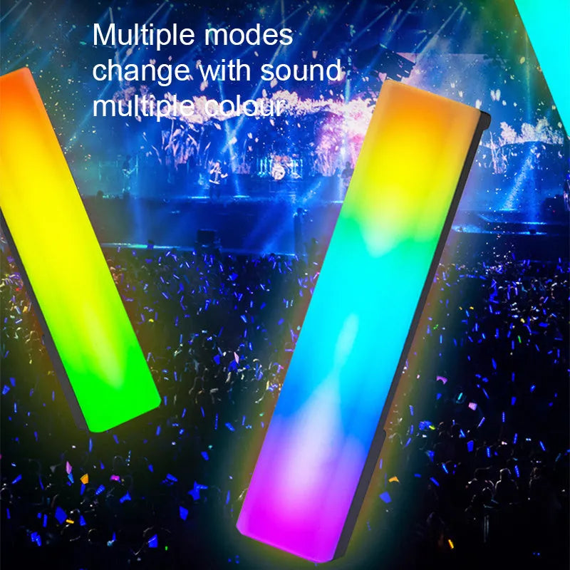 3D RGB music-reactive ambiance lamp with colourful light effects on a desktop