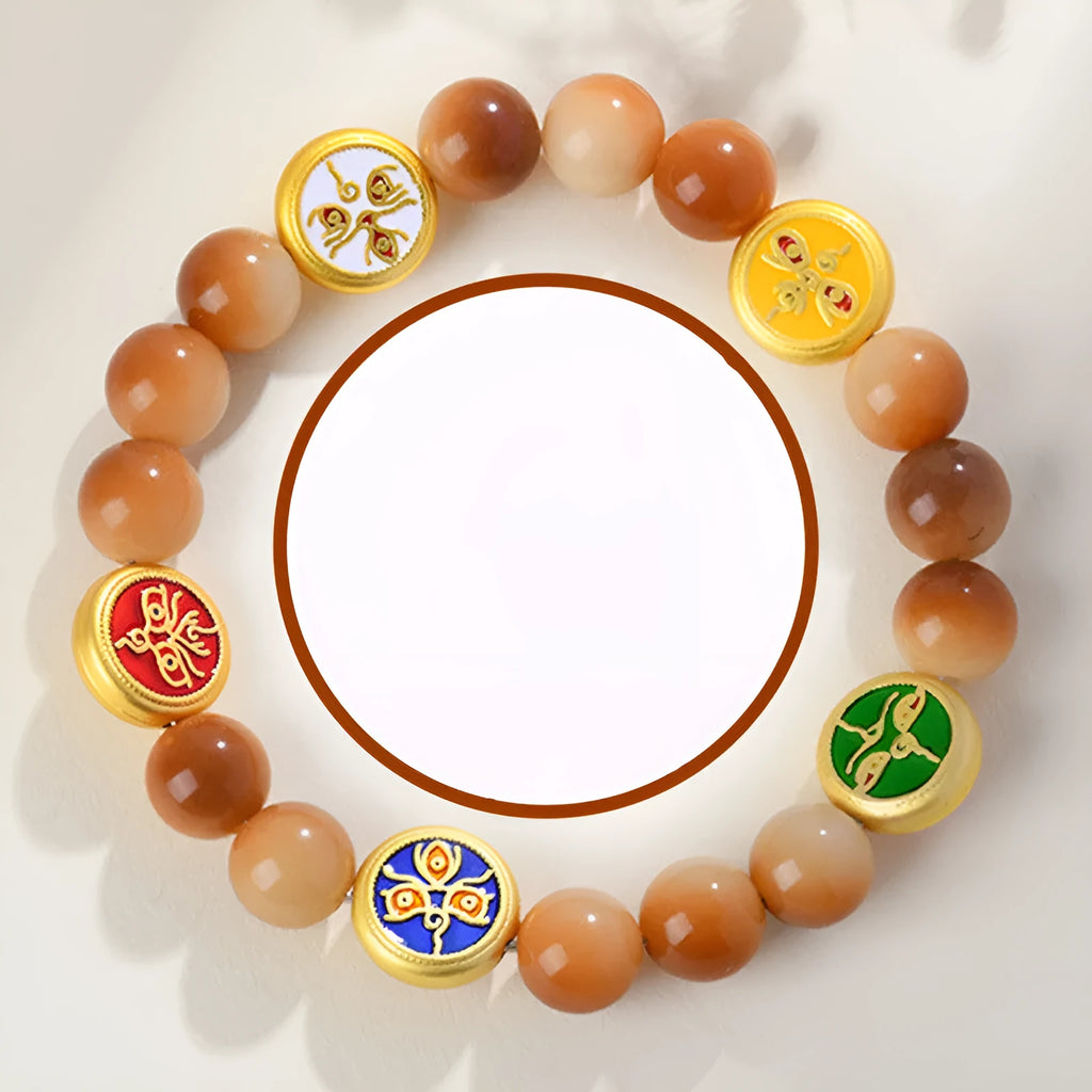 Yellow handmade bodhi seed bracelet with round beads, adjustable 14 to 17 inches, national style for women