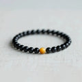 Black natural obsidian stone bracelet geometric beads unisex Korean style