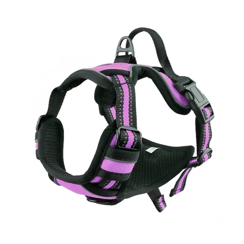 Adjustable Oxford cloth dog chest strap harness in multiple colours with chain ring for lead attachment