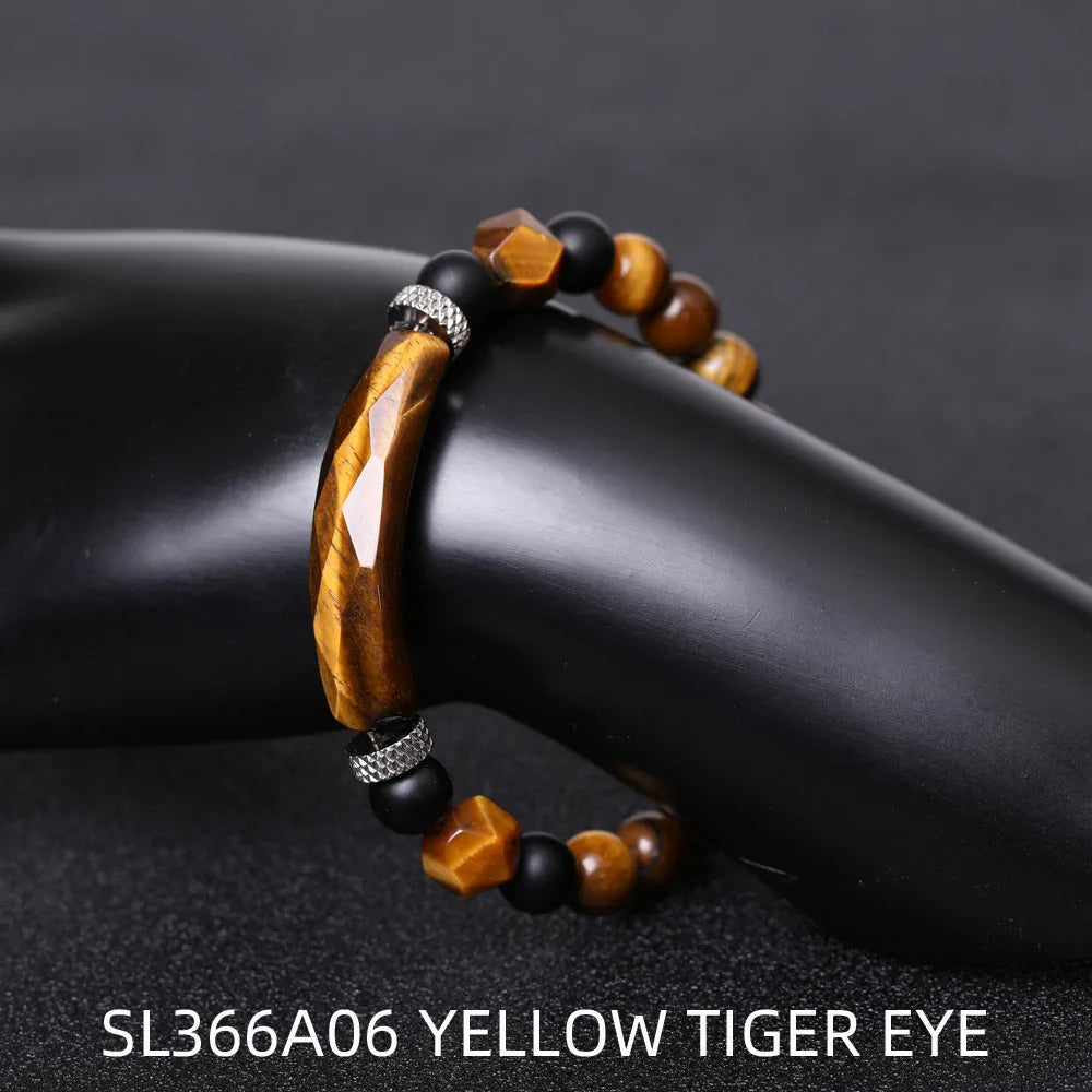 Handmade diamond-shaped agate bracelet with geometric design and fan elements