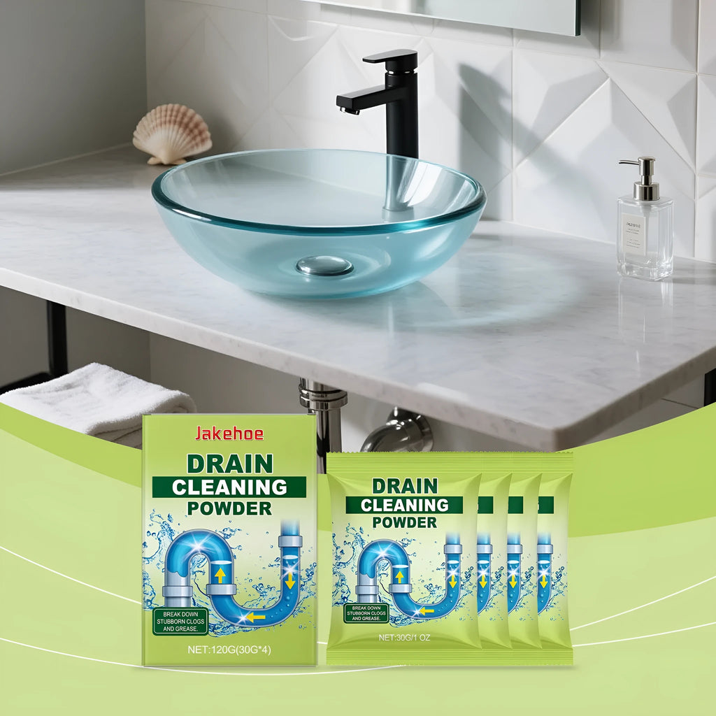 120g bottle of drain cleaning powder for sinks and showers.