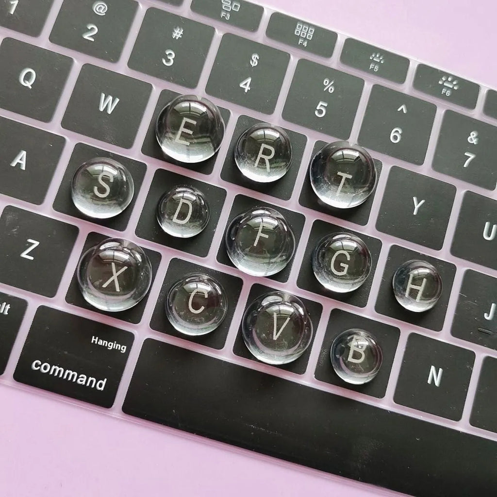 Clear crystal glass ball dome PVC keyboard stickers in two sizes for universal fit