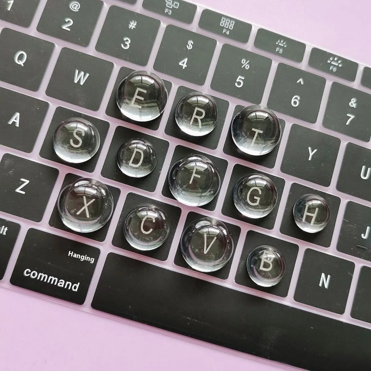 Clear crystal glass ball dome PVC keyboard stickers in two sizes for universal fit