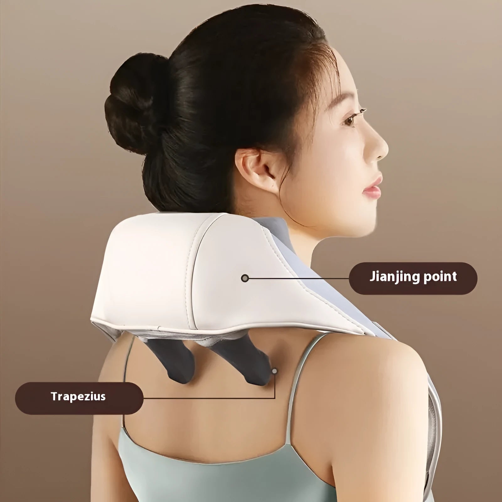 Blue folding electric neck and shoulder massager with rechargeable battery