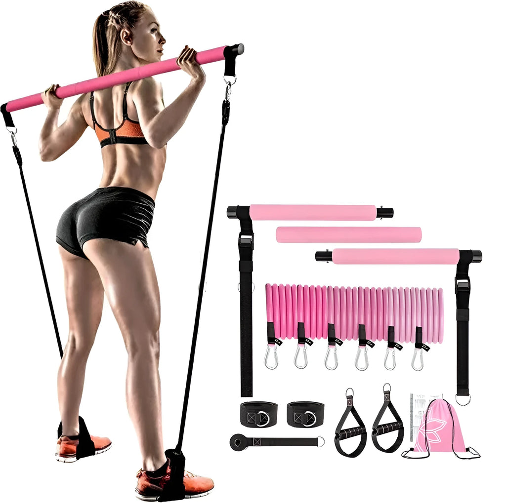Women's TPE adjustable fitness stick set 11 pieces pink purple black home workout resistance training