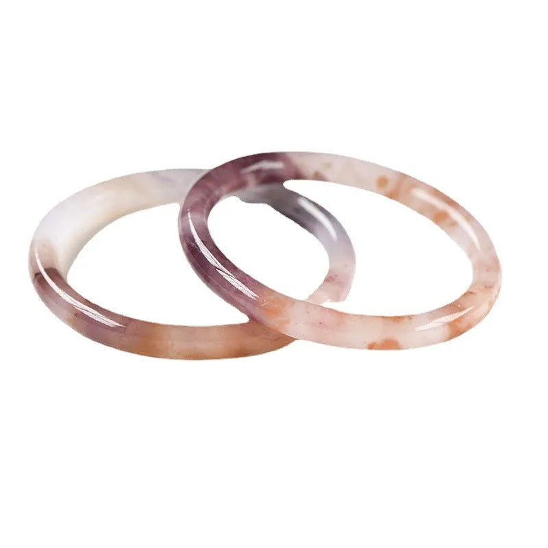 Jade violet bracelet for women made of natural quartz rock jade, flat bar style, 58-60mm size, on white background