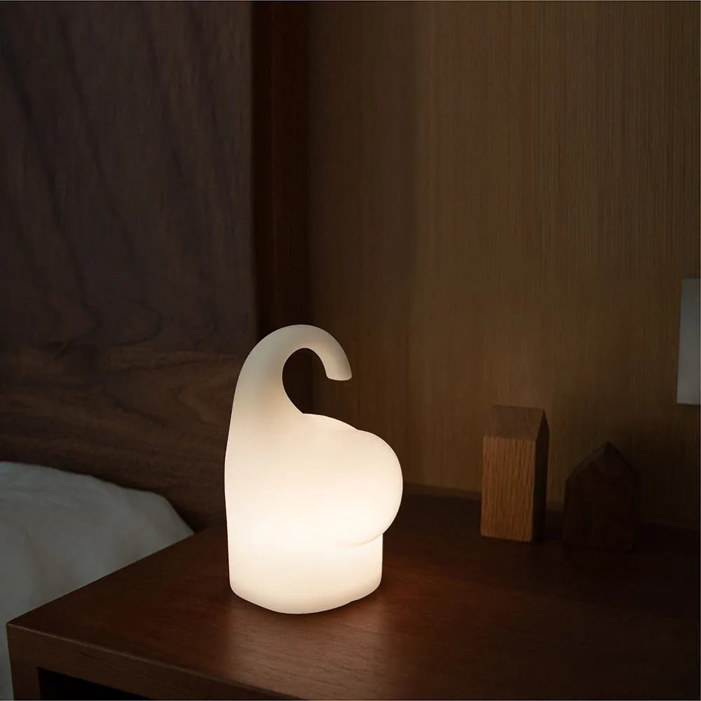 Elephant silicone night light with warm white LED glow for bedroom use