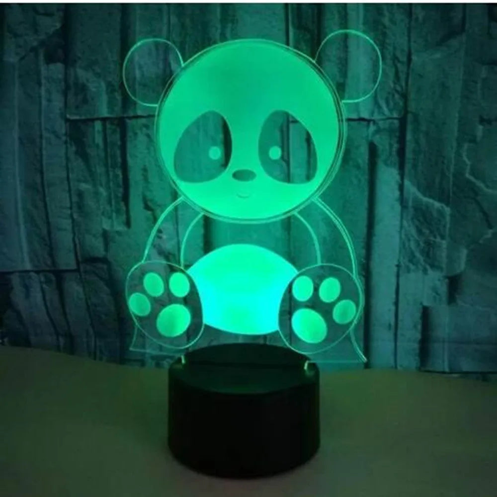 Panda 3 touch remote control seven colour night light with acrylic board and ABS base