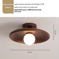 Modern solid wood ceiling lamp with glass shade in light wood and walnut colour finishes.
