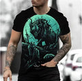 Retro 3D animal print men's short-sleeved t-shirt in polyester bird eye cloth, showing digital print detail