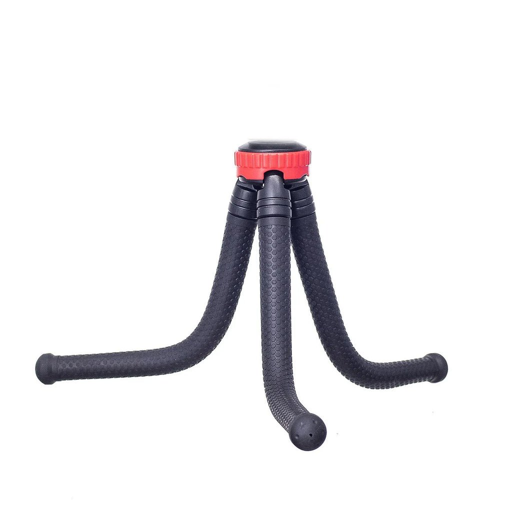 Black octopus tripod with flexible rubber legs and spherical gimbal, 30cm tall