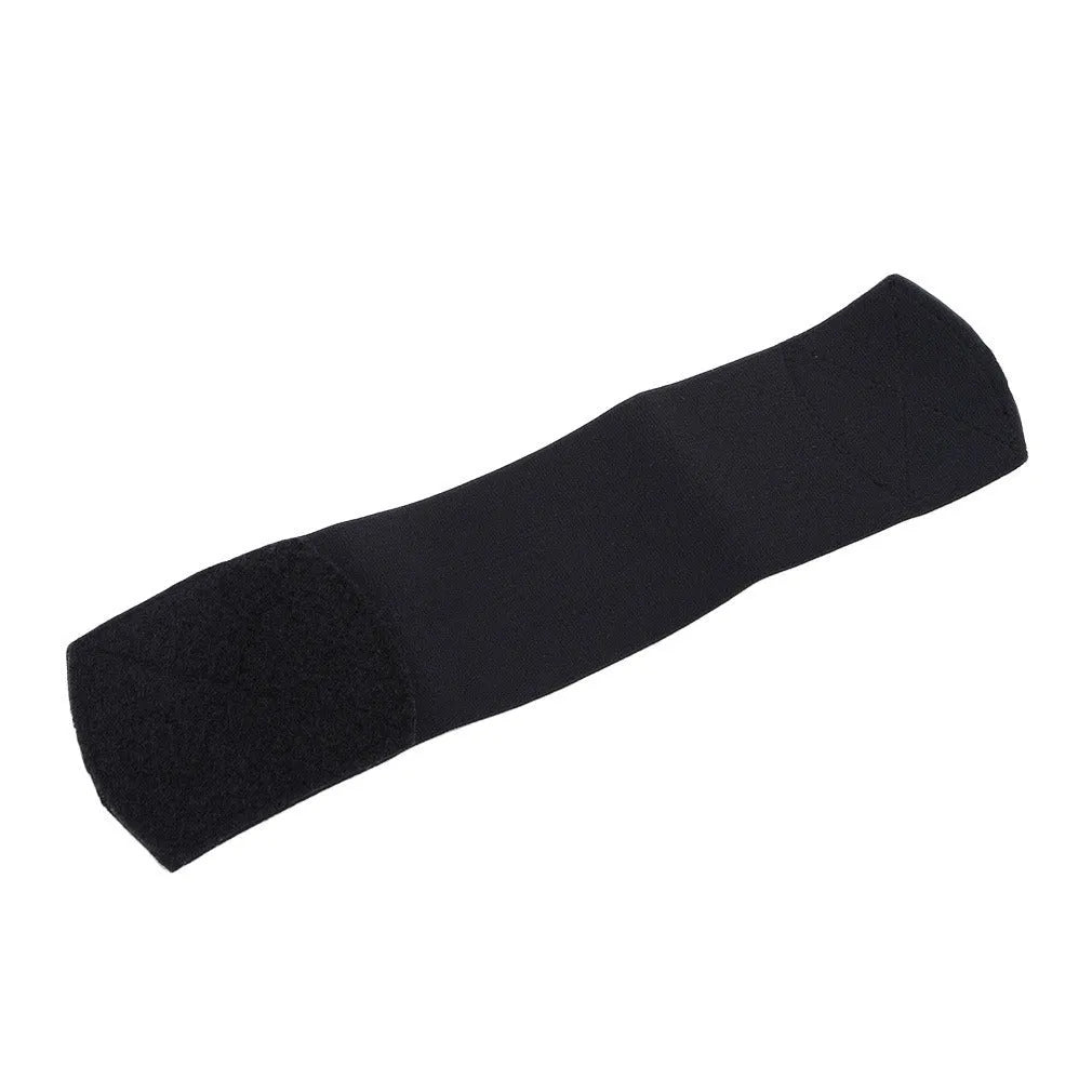 Red elastic rubber football shin guard fastening belt, approximately 25cm long.