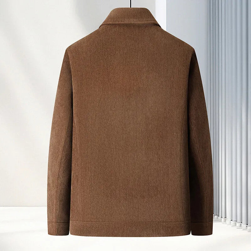 Men's slim fit casual coat in vinylon fabric, shown in dark blue colour.