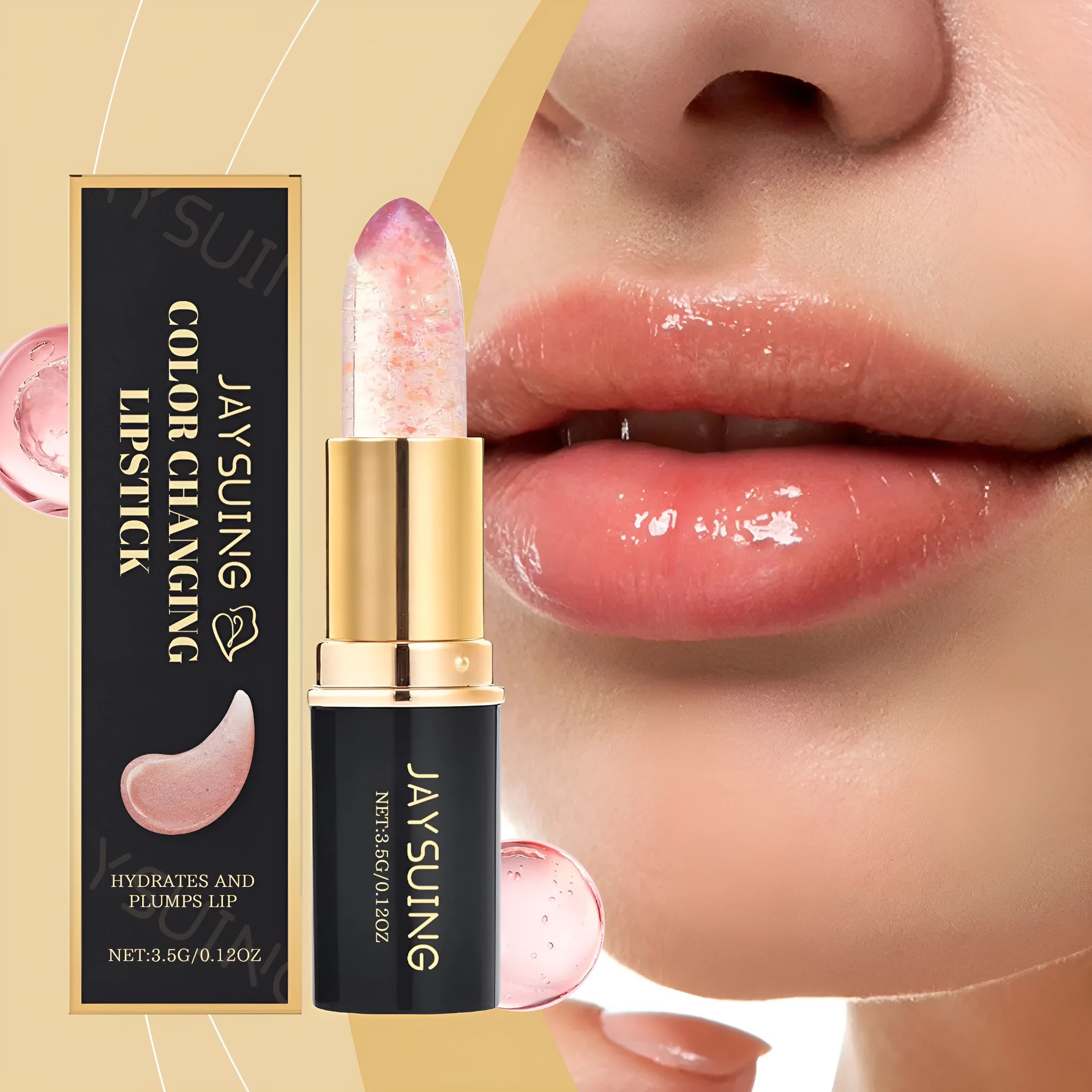 Moisturizing colour changing lipstick in tube, 3.5g, pH-adaptive formula with hyaluronic acid and jojoba oil