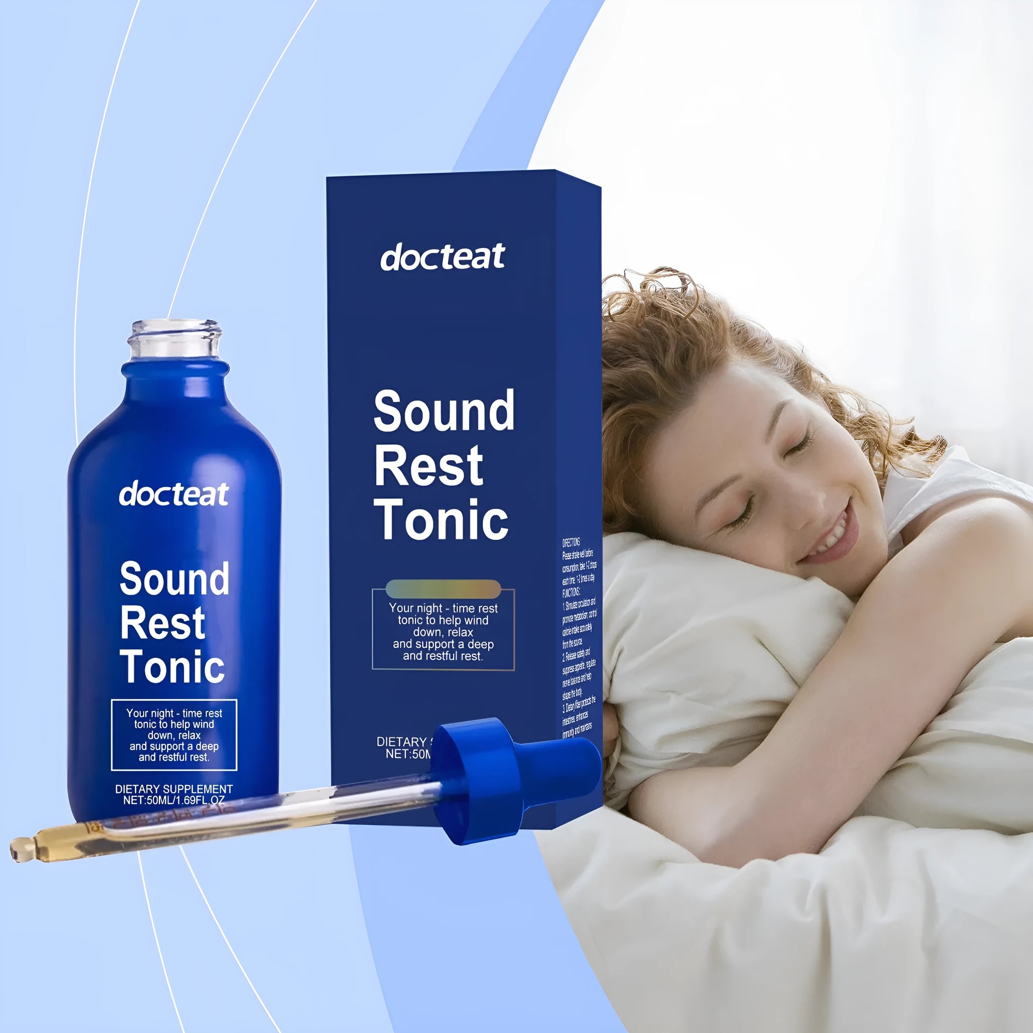 50ml bottle of sleep health support drops with droplet dispenser