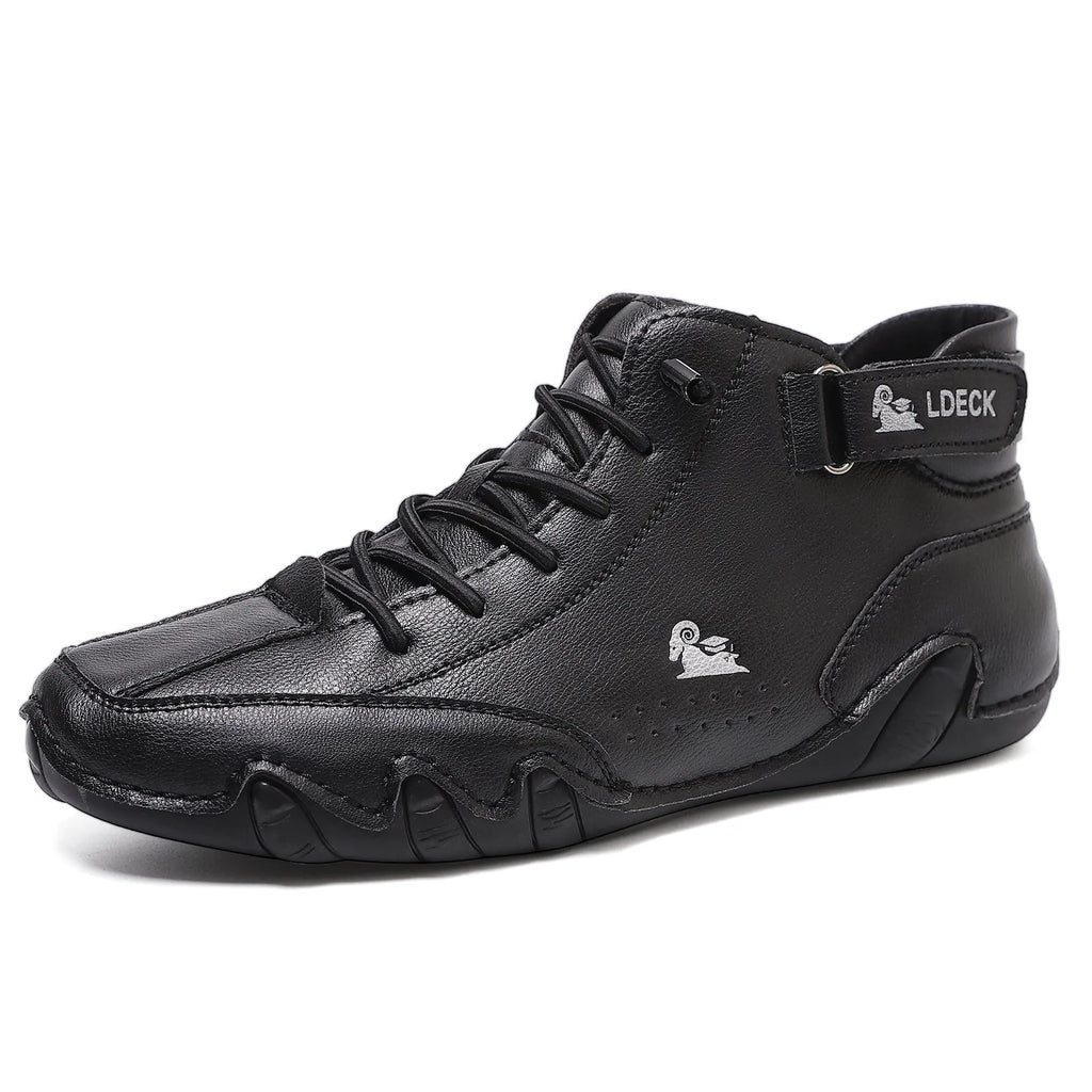 Octopus men's high top casual shoes in khaki colour with a round toe and mid-calf height.
