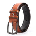 Men's belt with alloy pin buckle, imitation leather strap, elephant pattern black, electroplated finish