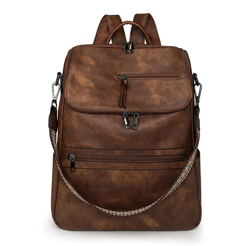 Retro style PU backpack with curved shoulder straps in one of six colour options