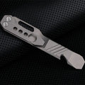 Titanium alloy TC4 multi-function crowbar with pry tip, screwdriver, and bottle opener in stone wash finish