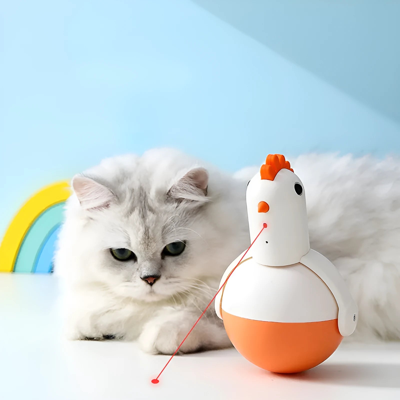 Electric cat toy chicken glass laser sound toy with automatic sensor and cat call function