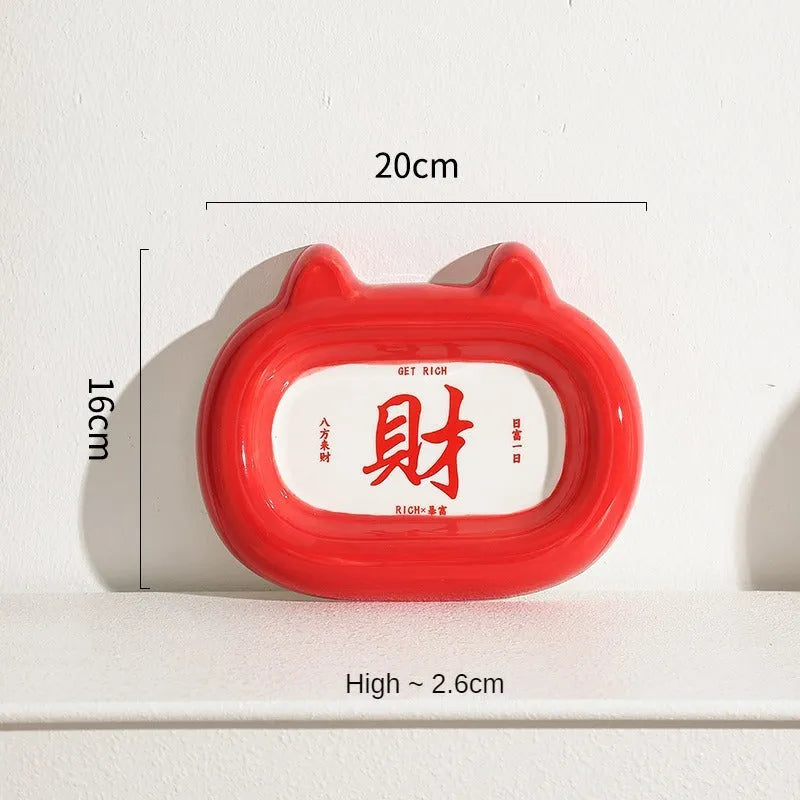 Ceramic animal-shaped cat bowl in a colourful design for pet feeding