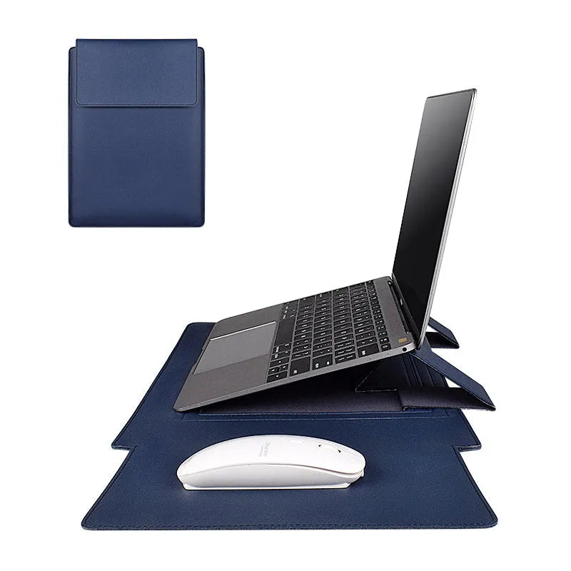 Imitation leather clamshell notebook sleeve for 13.3 or 15.6 inch laptop, black colour