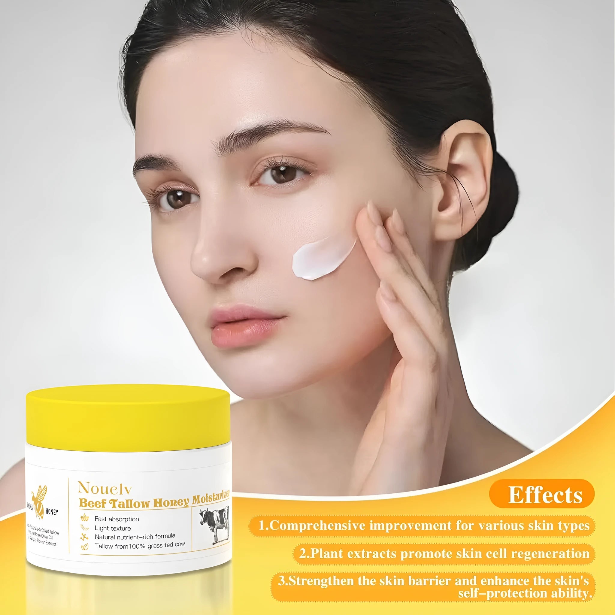 50g jar of honey tallow moisturising cream for dry and combination facial skin