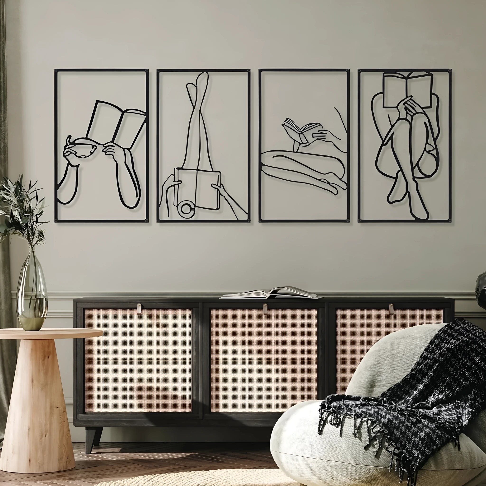 Set of 4 iron human body partial wall decorative paintings in modern simplicity style measuring 17x10 inches each