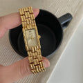 Women's mid-century vintage inspired bracelet watch with stainless steel case and mineral glass crystal