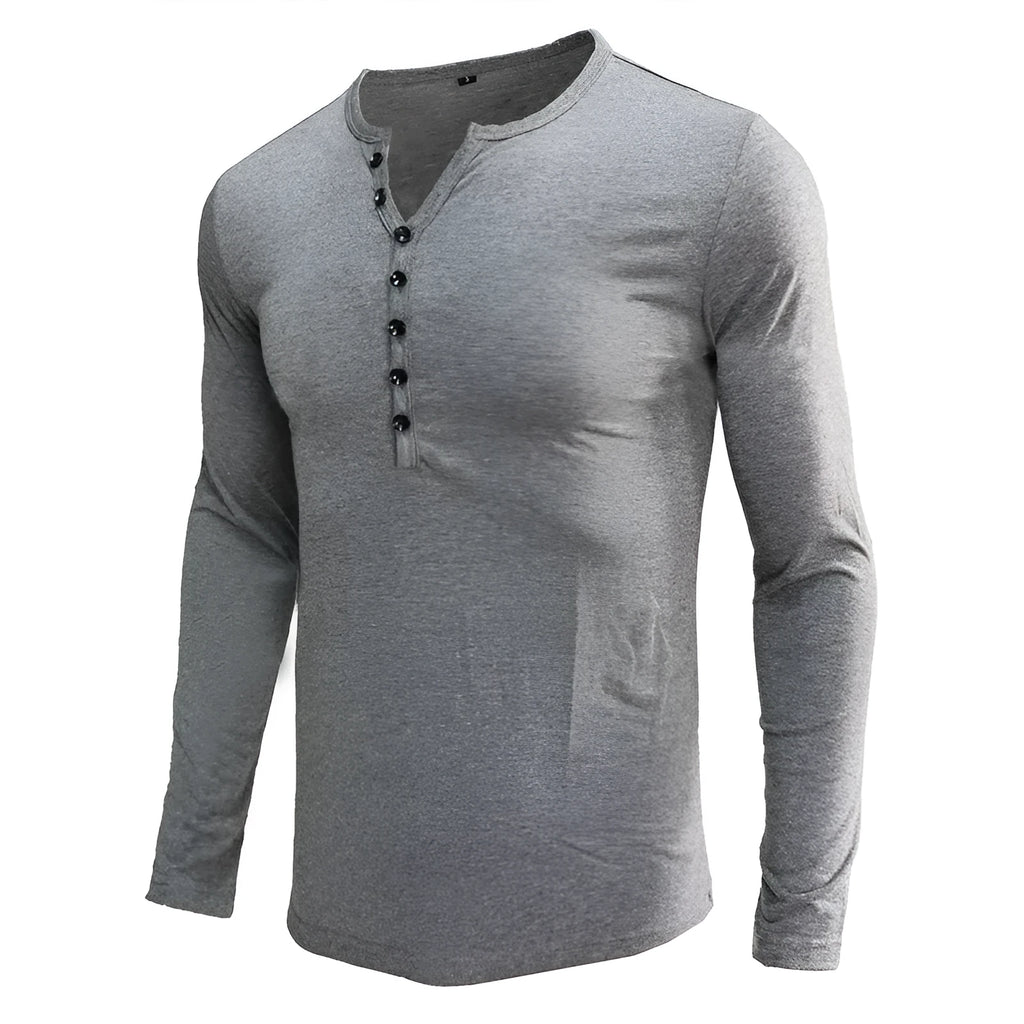 European and American men's long sleeve cotton blend t-shirt in solid colour, pullover style, available in sizes S to XXL