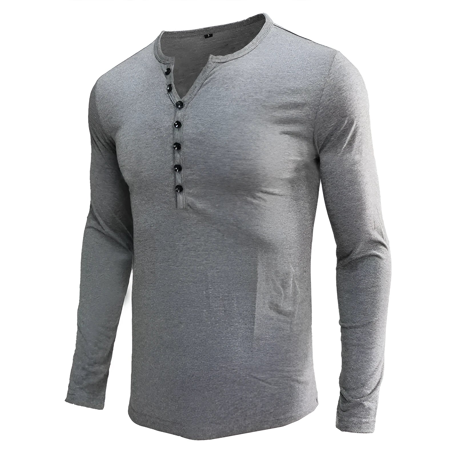 European and American men's long sleeve cotton blend t-shirt in solid colour, pullover style, available in sizes S to XXL