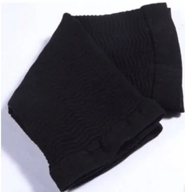 Arm and leg sleeves slimming shaper in black colour, showing wave pattern design on inner surface